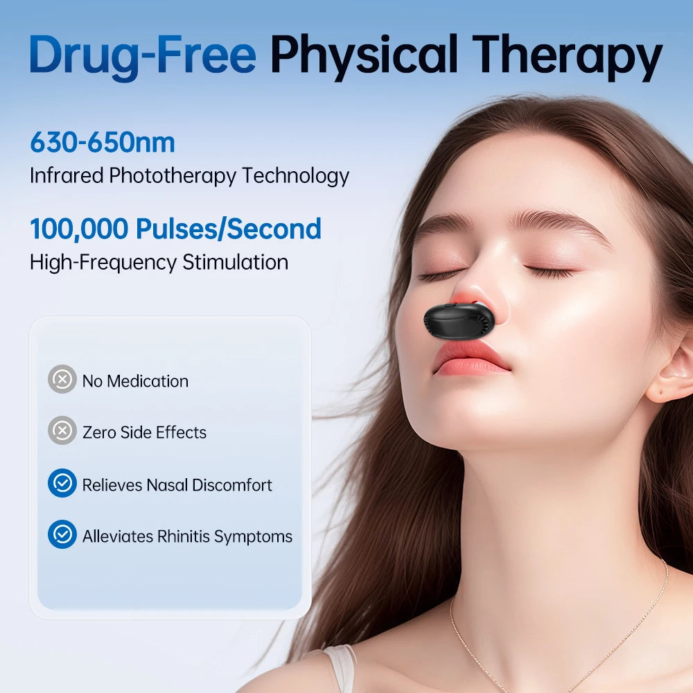 Recharge Cordless Smart Infrared Nasal Therapy Device Rhinitis Relief Low Frequency Pulse Nose Support Massage for Runny Nose